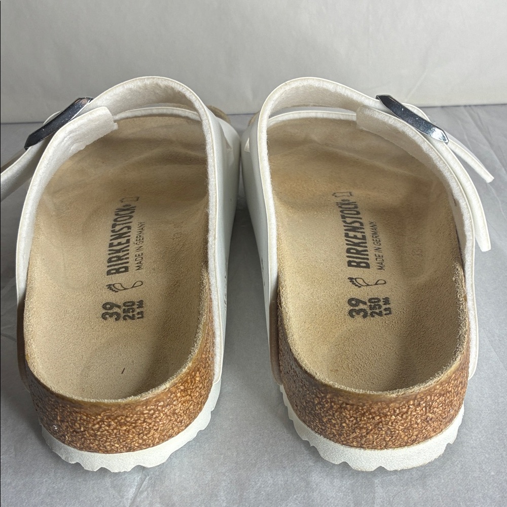 Birkenstock White Sandals with Metallic Buckles - Picture 4 of 7